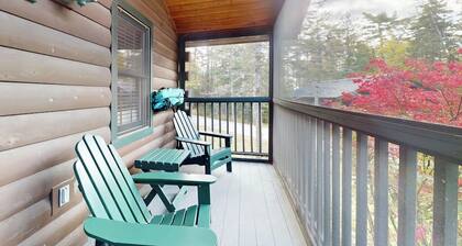 Dog-friendly cabin with kitchen, firepit, AC, gym, ping-pong & fun awaits