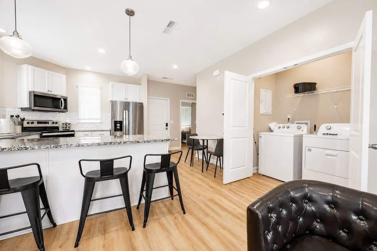 Fridge, microwave, oven, dishwasher