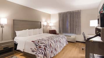 Desk, blackout drapes, WiFi (free), bed sheets