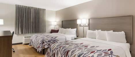 Desk, blackout curtains, free WiFi, bed sheets