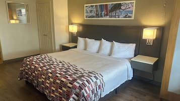 Desk, blackout drapes, WiFi (free), bed sheets