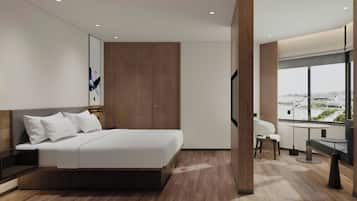 Kamer, 1 kingsize bed, uitzicht op de stad, hoek
