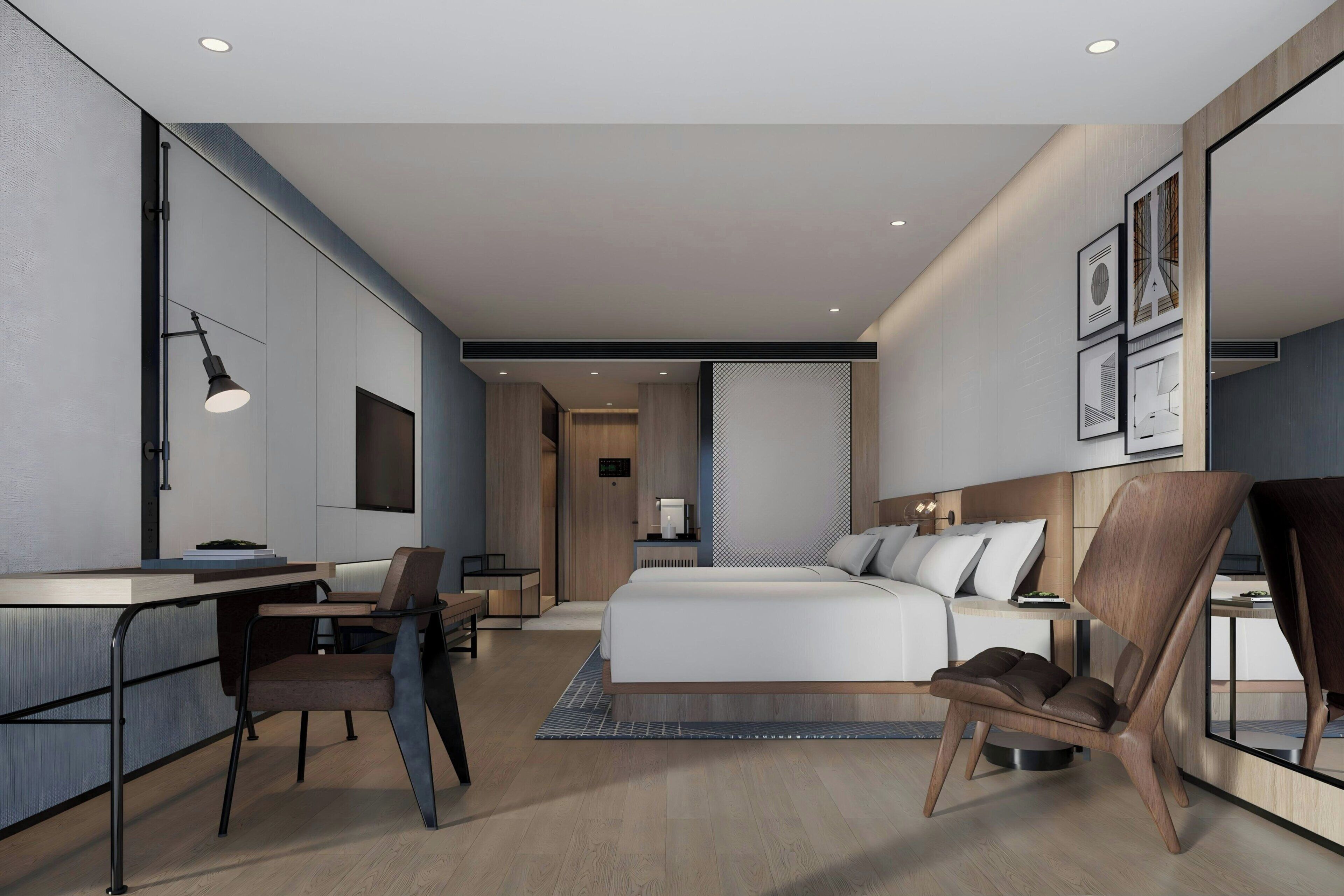 Habitación, 2 camas matrimoniales, para fumadores, vista a la ciudad