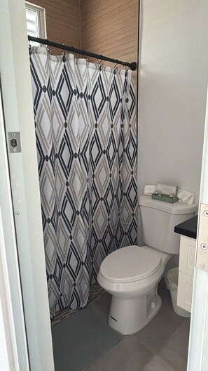 Shower, towels, soap, toilet paper - Casa Alegre Luxury Tiny Apartment (San Juan)