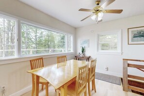 Dining - Water view home with scenic balcony, grill, board games, and AC (Phippsburg)