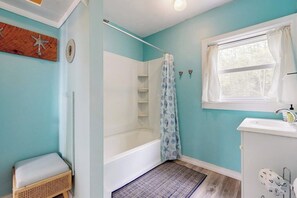 Bathroom - Water view home with scenic balcony, grill, board games, and AC (Phippsburg)
