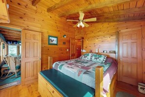 Iron/ironing board, free WiFi, bed sheets - Lakefront cabin with private boat ramp, lake access, wrap-around porch, firepit (Lily Bay Township)