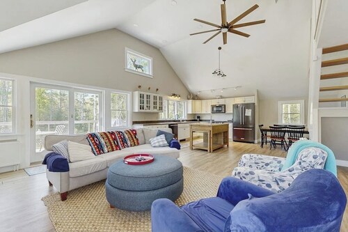 Modern farmhouse with deck, firepit, & balcony
