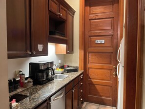 Full-sized fridge, microwave - 1896 O'Malley House (New Orleans)