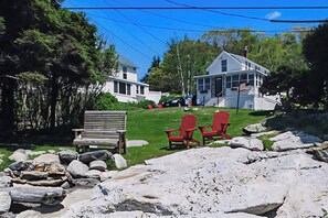 Terrace/patio - Ocean Point home, large porch, ocean view, water access (East Boothbay)