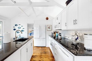 Fridge, microwave, oven, stovetop - Oceanfront Cottage & Studio on Mill Cove w/ Water Views, Deck - Walk Downtown (Boothbay Harbor)