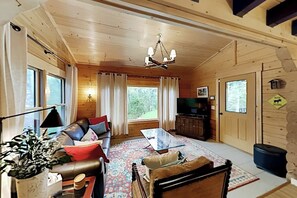 TV, DVD player, books, video library