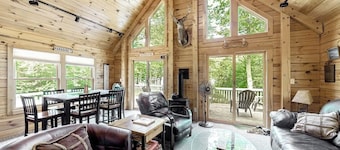 Lakefront cabin on First Roach Pond with dock, lake view & firepit- dog-friendly