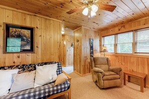 TV, fireplace - Two cabins in one - lake-view duplex with a shared dock  - dog-friendly (Greenville)