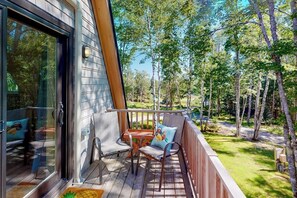 Terrace/patio - Contemporary home with woodstove, firepit, 2 kitchens & fast WiFi- walk to beach (Lamoine)
