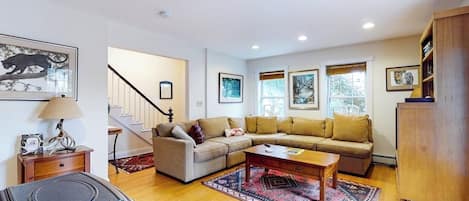 TV, DVD player, books
