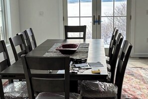 Dining - Gorgeous Oceanfront Home with Hot Tub, Modern Remodel, and Stunning Views (Wiscasset)