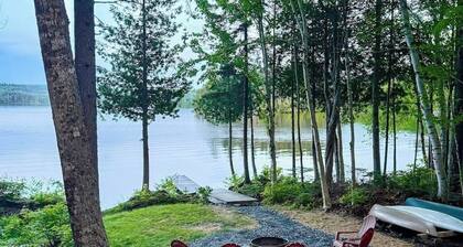 Cozy log cabin w/ deck, BBQ grill & outdoor firepit on Lower Wilson Pond