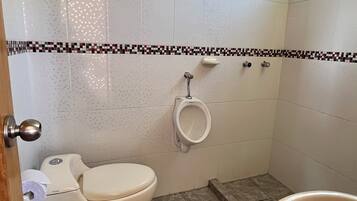 Douche, serviettes fournies, papier toilette