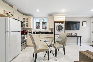 Microwave, stovetop, coffee/tea maker, toaster