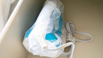 Hair dryer, bidet, towels, soap