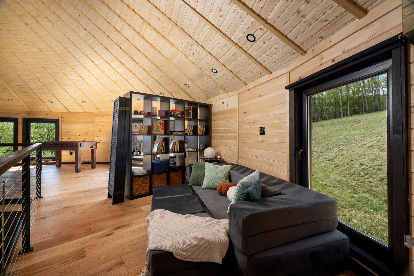 Smart TV, fireplace, video games, foosball
