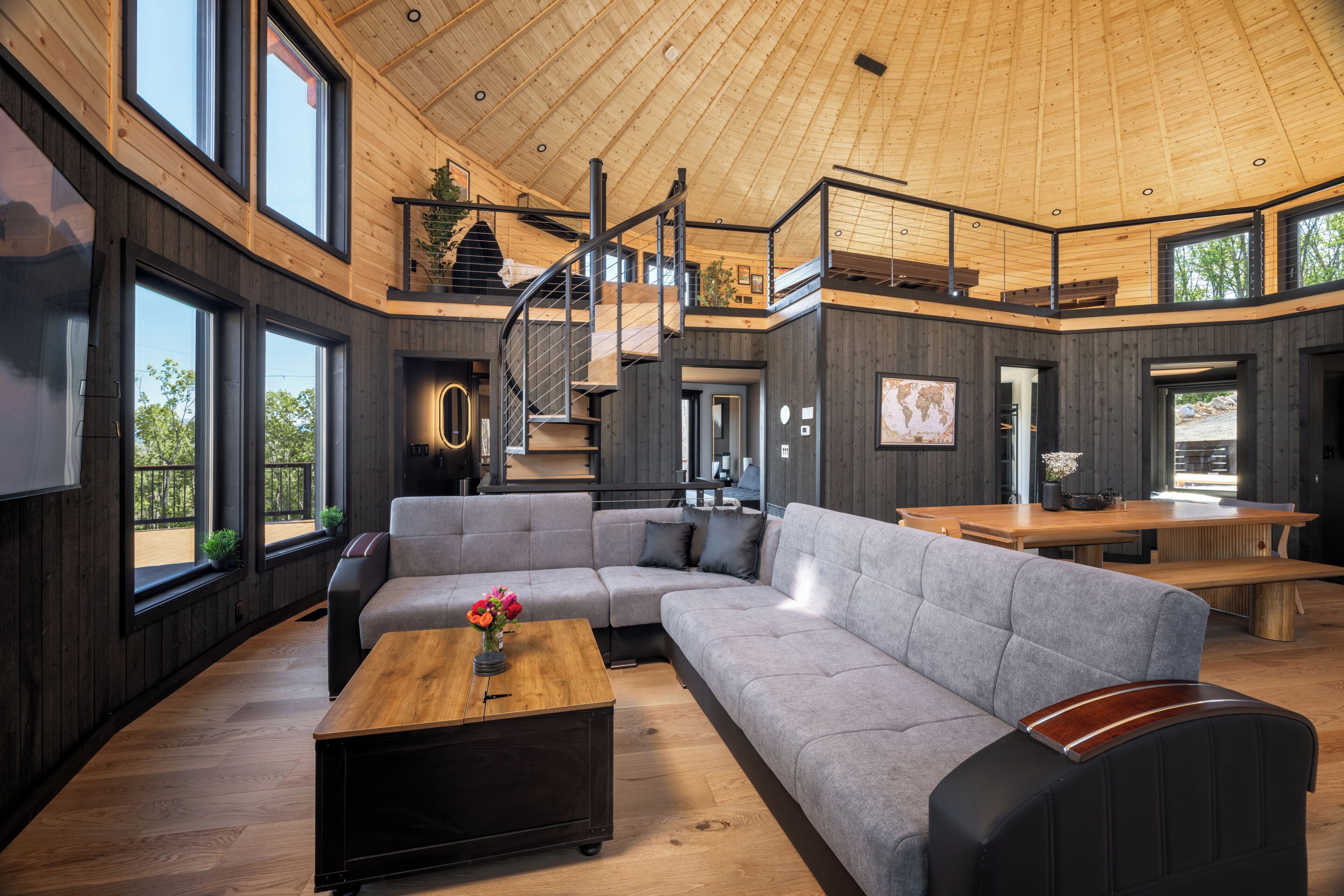 Smart TV, fireplace, video games, table football