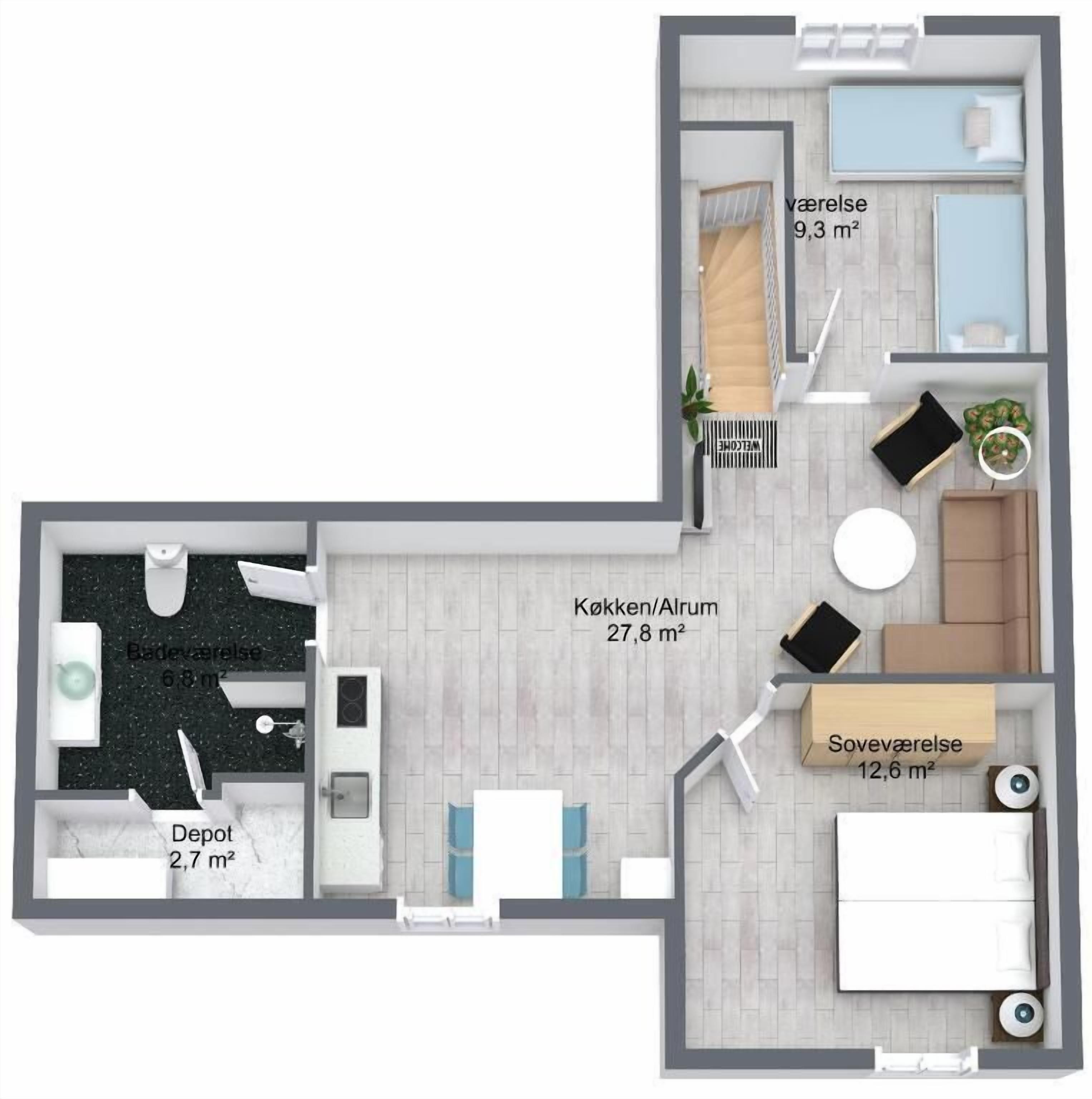 Apartment, Patio, City View | Floor plan