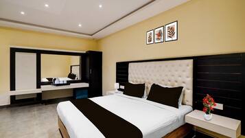 Desk, bed sheets