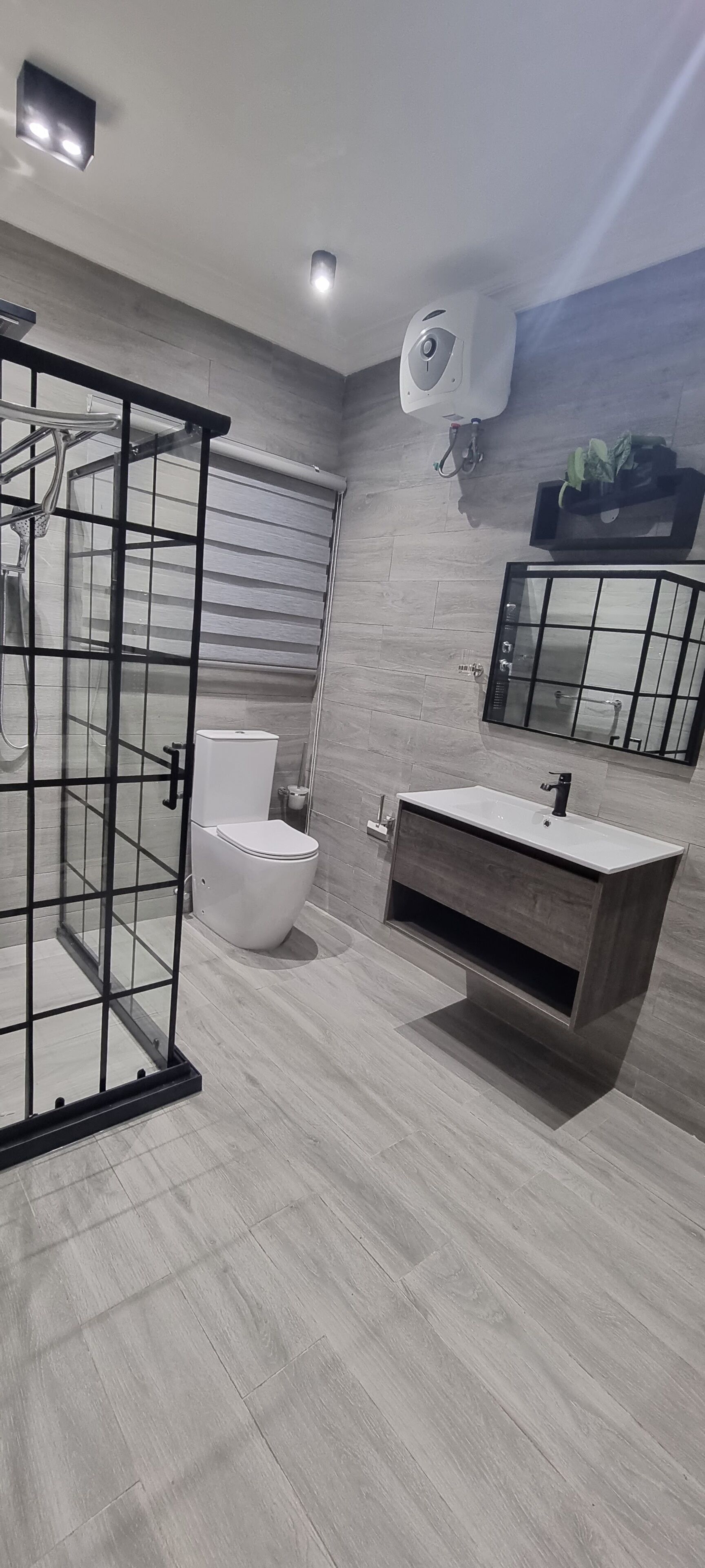 Shower, bidet, towels, soap