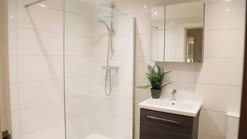 Hair dryer, towels, toilet paper