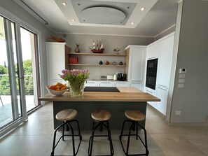 Private kitchen - Beautiful villa on a hillside with private pool and lake view on Lake Garda!!! (Canneto)