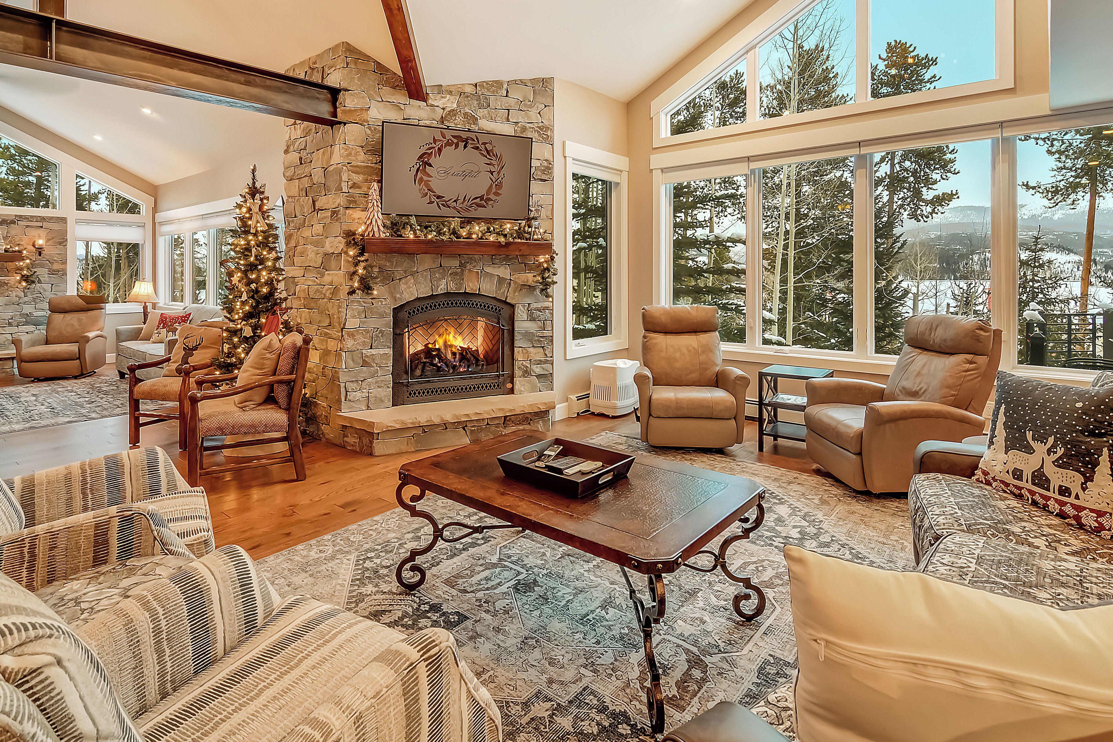 Smart TV, fireplace, offices, computer monitors