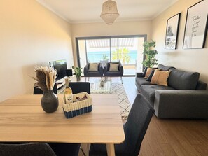 Dining - Modern Beachfront 2BR with Terrace, A/C, WiFi & Garage in top location (Quarteira)
