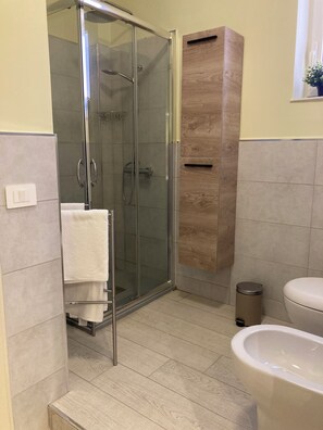 Dusche, Haartrockner, Bidet, Handtücher