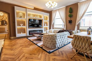 Living area - Luxury Designer Flat | Parking, Spa & Cinema Wall (Nottingham)
