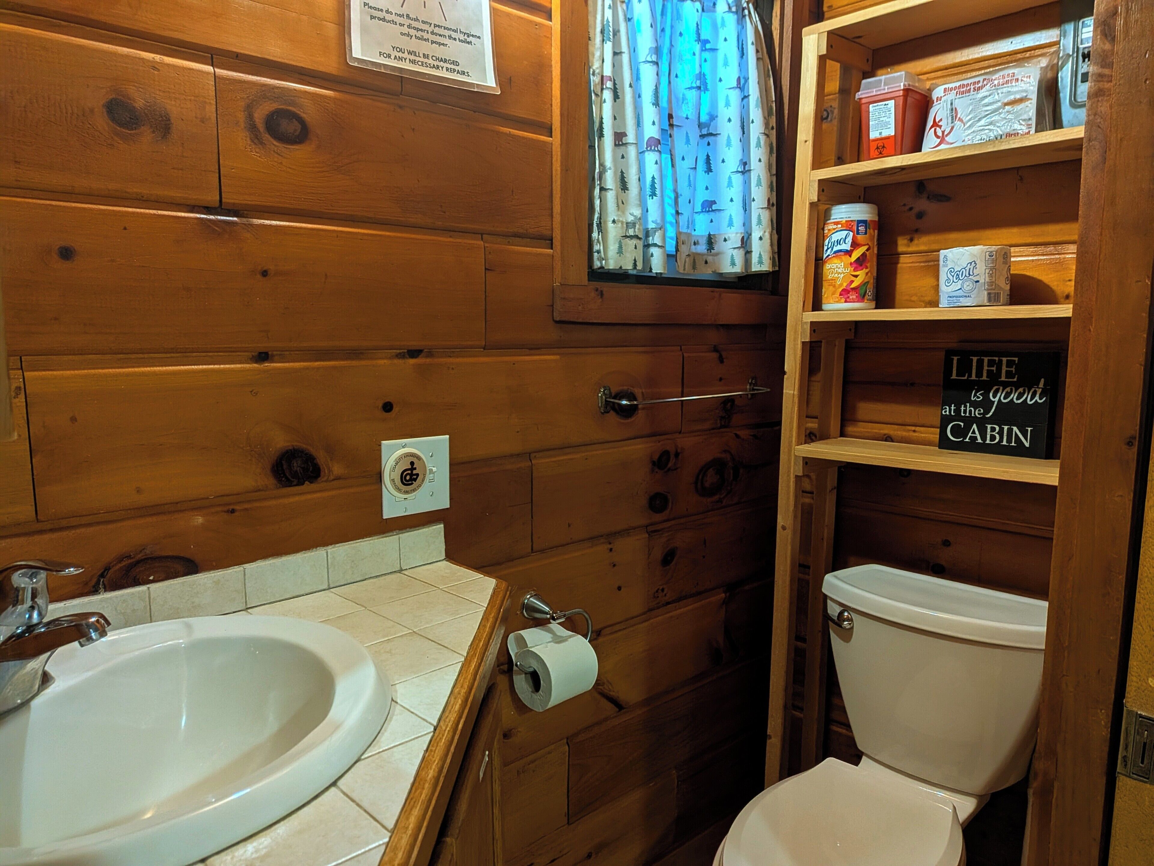 Cabane, balcon, vue lac | Salle de bain