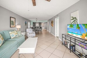 TV - Gulf View Condo | Madeira Beach | Balcony & Pool (Madeira Beach)