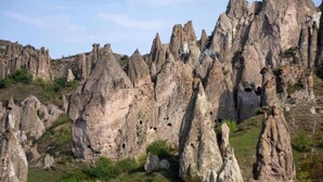 A rugged landscape with prominent rock formations. - Livana Guesthouse  (Goris)