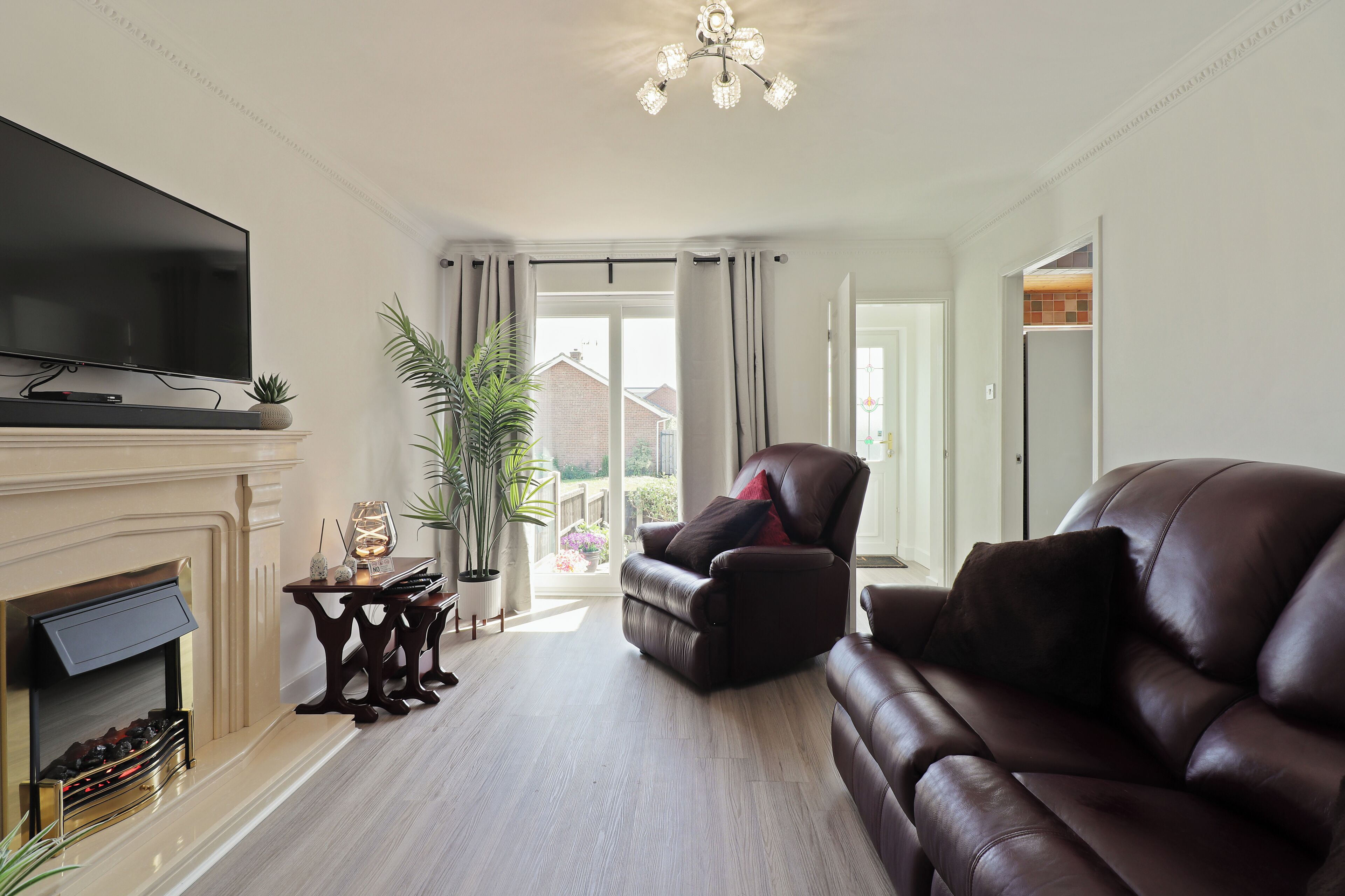 Smart TV, fireplace, video games, stereo