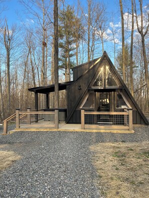 Property grounds - Cozy 1-bedroom A frame cabin in lovely Watkins Glen with AC (Watkins Glen)