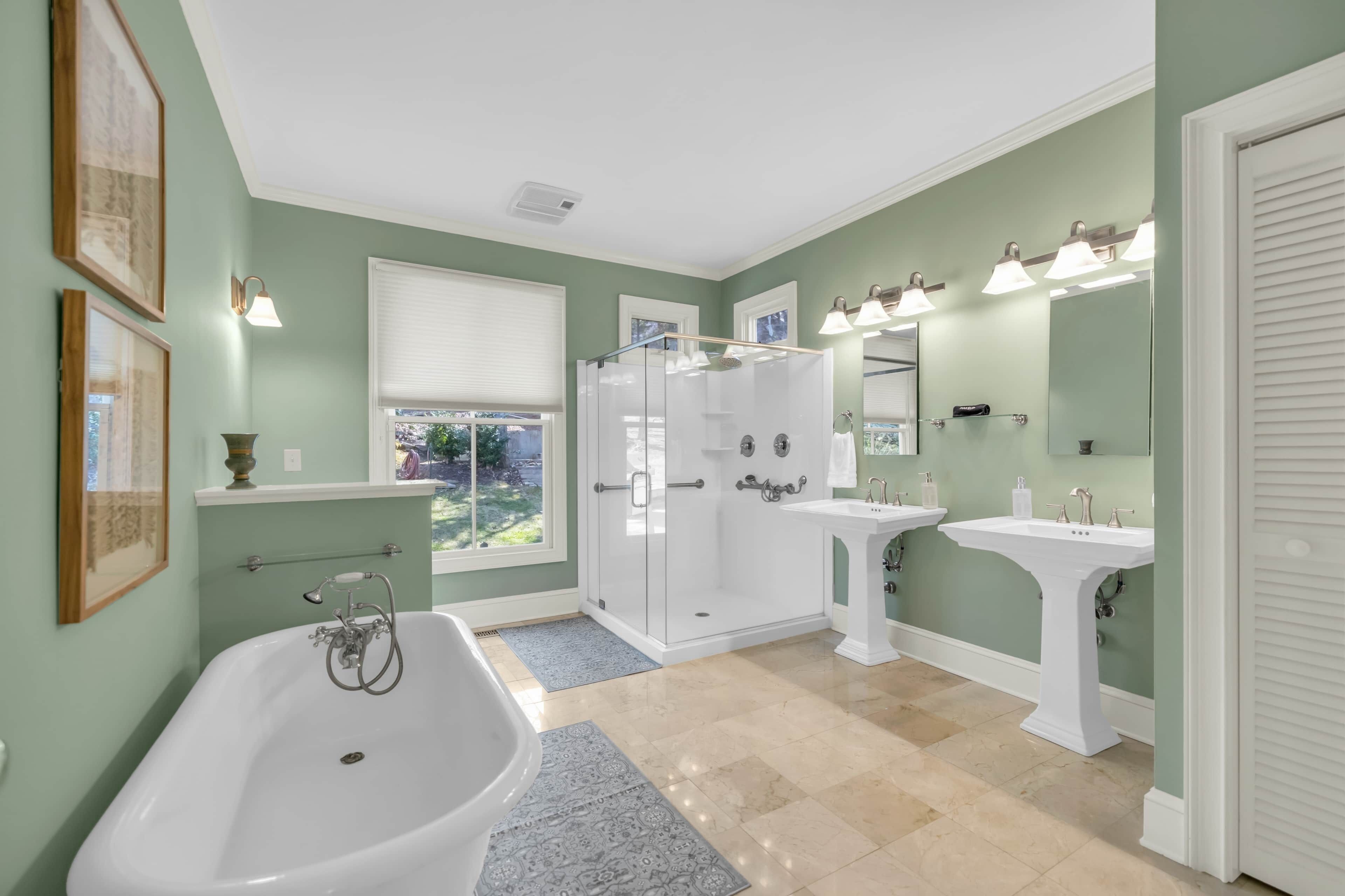 Hair dryer, towels, toilet paper