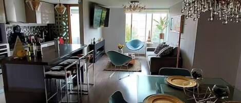 Appartement Confort, vue ville | Coin séjour