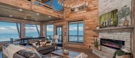 Smart TV, fireplace, video games