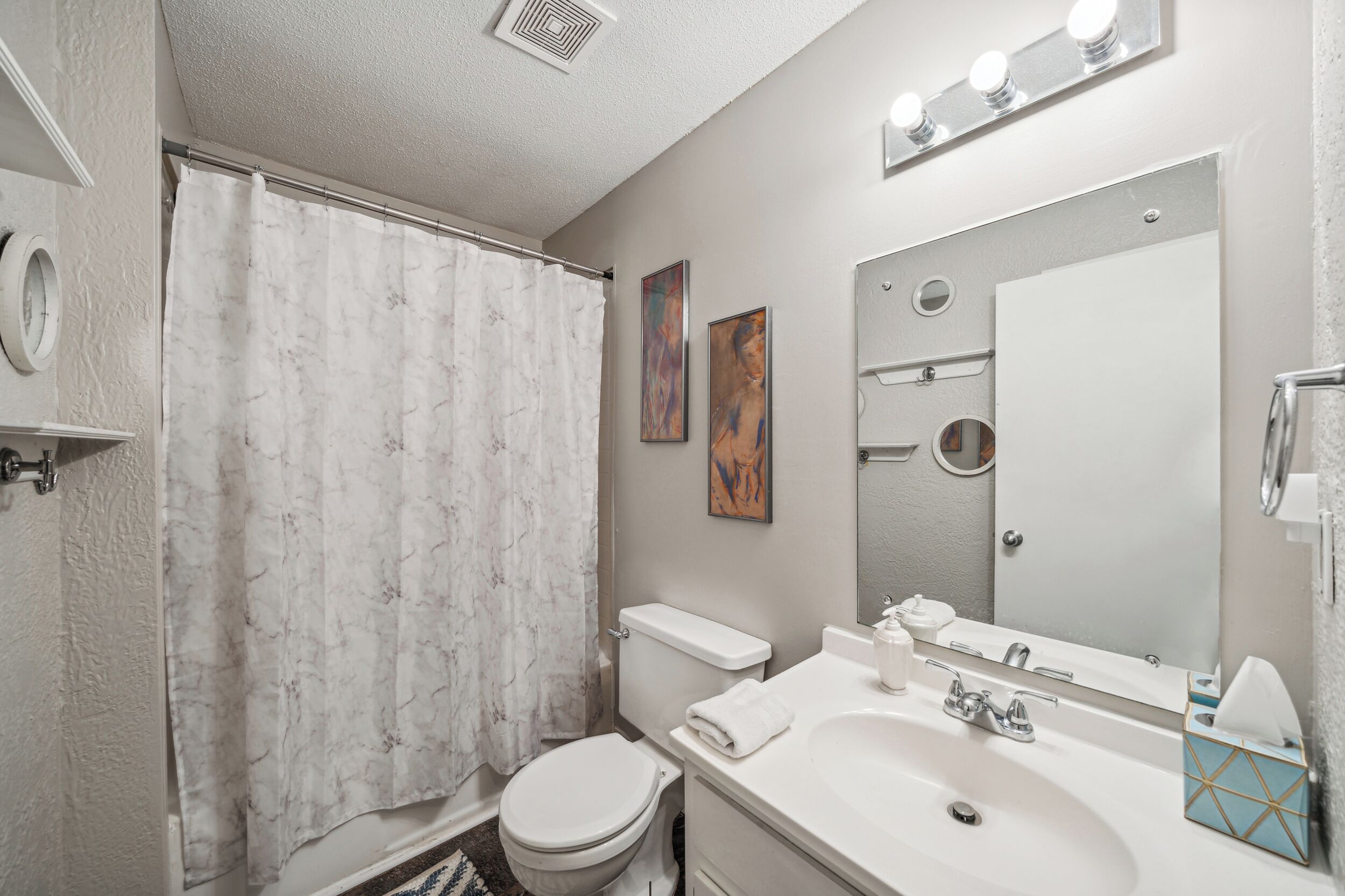 Hair dryer, towels
