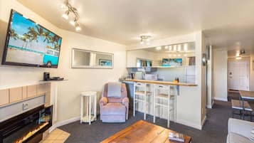 TV, fireplace, offices