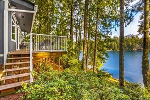 Terrace/patio - Lakefront Retreat | Private Dock & Forest Views (Shelton)