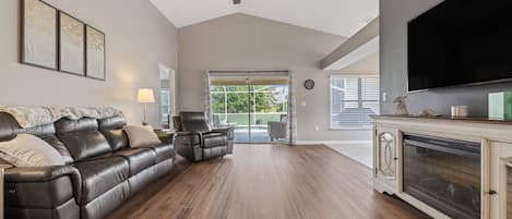 Smart TV, fireplace, printers