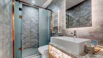 Standard Double or Twin Room | Bathroom | Shower, hair dryer, slippers, towels