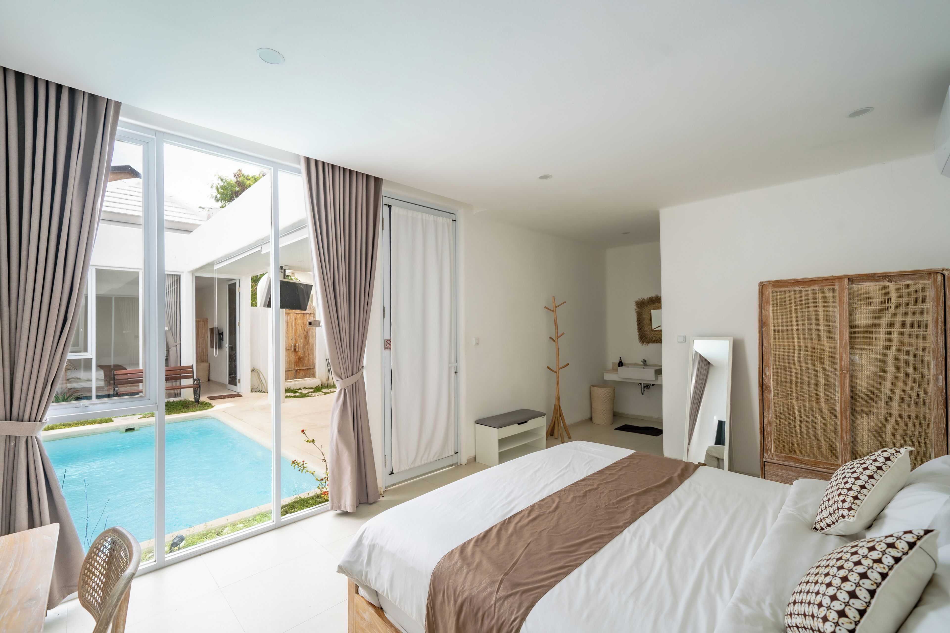 Deluxe Villa, 2 Bedrooms, Patio, Pool View | In-room safe, desk, laptop workspace, iron/ironing board